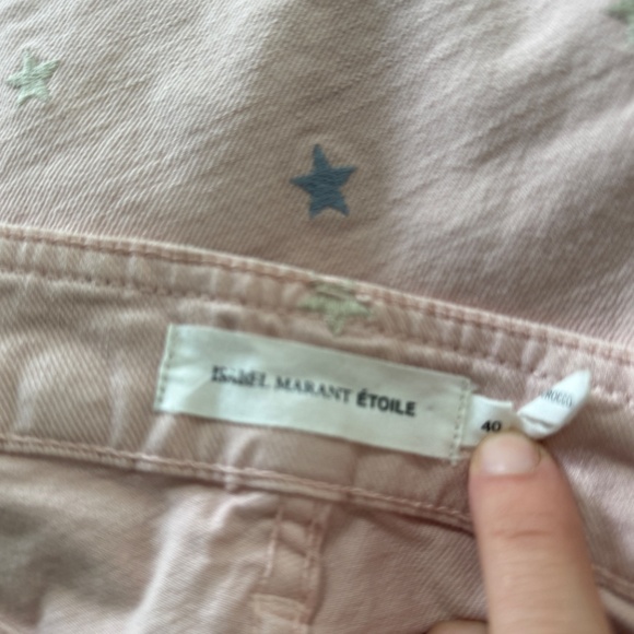 Isabel Marant Etoile Deacon Pink Star Embroidered Cropped Skinny Jeans 40 / 8 - Picture 2 of 4
